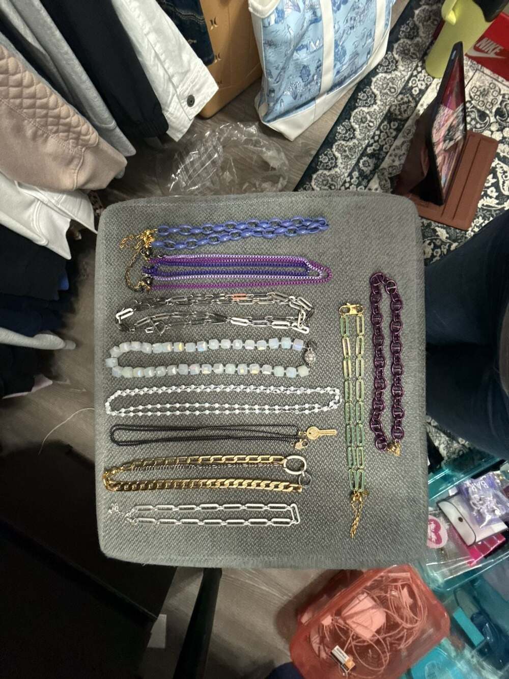 Lot of 10 necklaces by Melania Clare and Alexa Rae. Some chains are long.